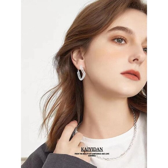 Trendy Chunky Medium Huggie Style Thick Statement Dangle Earrings Gift for Her - Picture 3 of 9